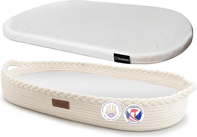 Yunioo Baby Changing Basket, Portable Diaper Changing Pad, Moses Basket for Newborns, Changing Table Topper for Baby Nursery, Waterproof Travel Pad Cover