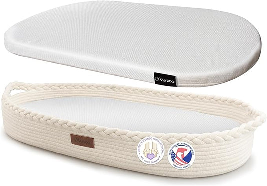 Yunioo Baby Changing Basket, Portable Diaper Changing Pad, Moses Basket for Newborns, Changing Table Topper for Baby Nursery, Waterproof Travel Pad Cover