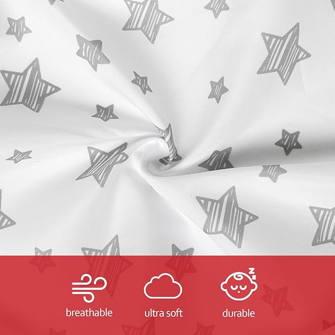 Nursing Pillow Cover for Baby Snug Fits Boppy Nursing Pillows, Super Soft, for Breastfeeding Moms, White Star
