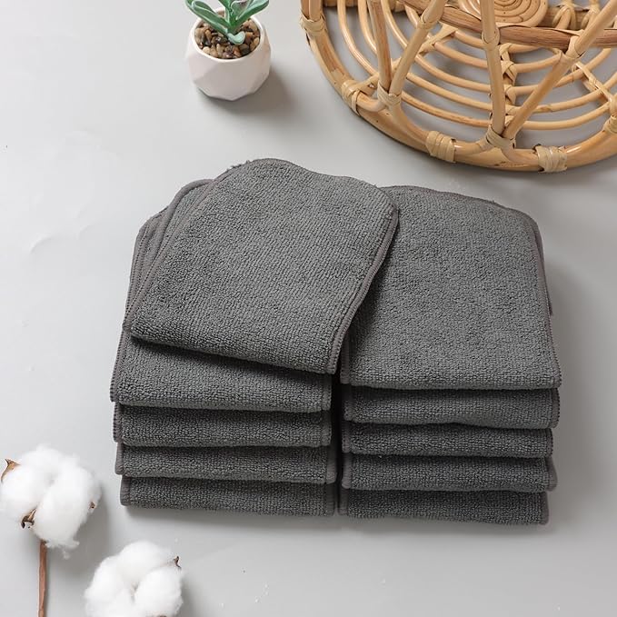 10pcs Reusable Soft 3 Layers Inserts for Baby Cloth Diaper,High Absorbing Washable Liners (10pcs-Grey Inserts)