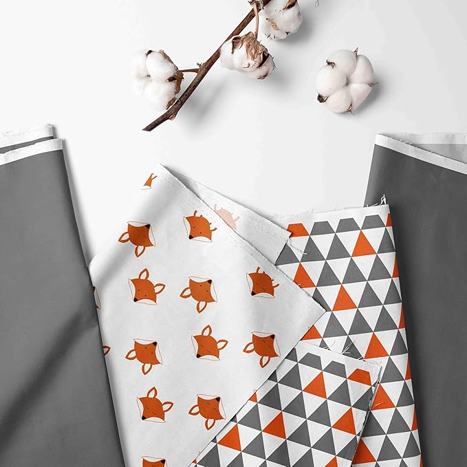 Bacati - Playful Fox Orange/Grey Nursing Pillow Cover Ultra-Soft 100% Cotton Fabric in a Fashionable Two-Sided Design, Fits All Hugster Nursing Pillows and Positioners (Nursing Pillow Cover ONLY)