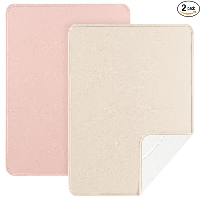Portable Diaper Changing Pad 2 Pack Baby Changing Pad Travel, Lightweight Absorbent Baby Changing Mat 35 * 29.5 inch Diaper Bag Essentials - Apricot&Pink