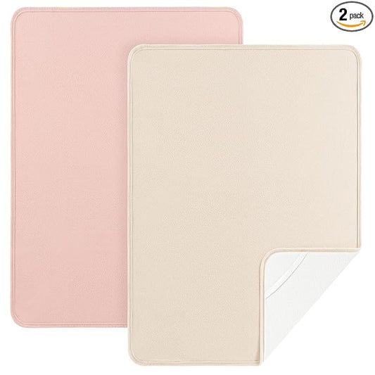 Portable Diaper Changing Pad 2 Pack Baby Changing Pad Travel, Lightweight Absorbent Baby Changing Mat 35 * 29.5 inch Diaper Bag Essentials - Apricot&Pink