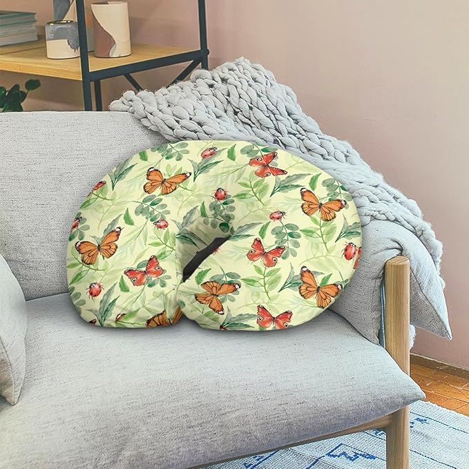 Butterfly Leave Nursing Pillow Cover Slipcover for Breastfeeding Pillows, Soft and Comfortable Fits On Standard Infant Nursing Pillows Soft Fabric Fits Snug On Infant