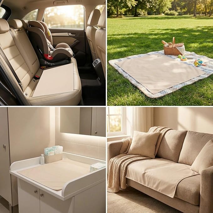 Vegan Leather Baby Changing Mat - Wipeable Portable Changing Pad, Foldable Travel Changing Mat for Baby, Newborns Toddlers Shower Gifts (Apricot,20"*28")