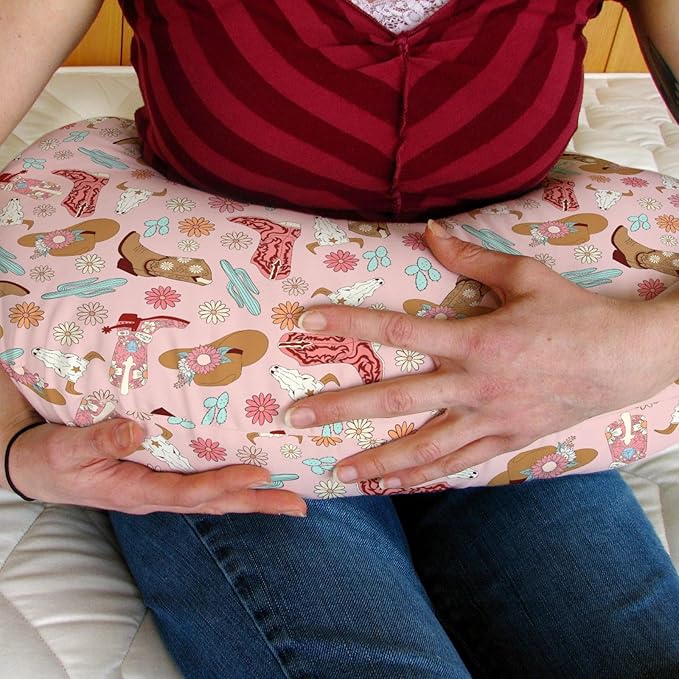 Boho Western Cowgirl Baby Nursing Pillow Covers for Girl Pink Cowgirls Boots Hat Cactus Floral Cow Skulls Nursery Slipcovers for Breastfeeding Pillows Wild West Soft Stretchy Cover for Newborn Infant