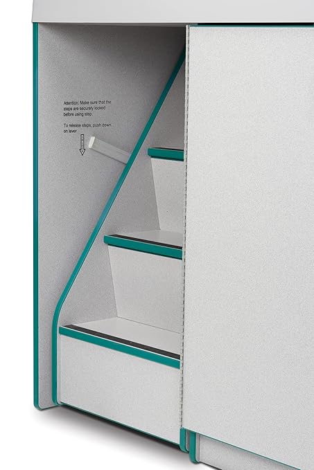 Jonti-Craft Rainbow Accents 5145JC005 Diaper Changer with Stairs, Left, Teal