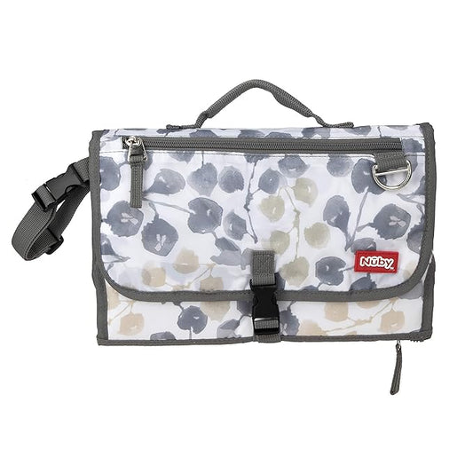 Nuby Portable Baby Changing Pad Station, Quick Wipe Clean Changing Mat with Built-in Pillow, Floral Print