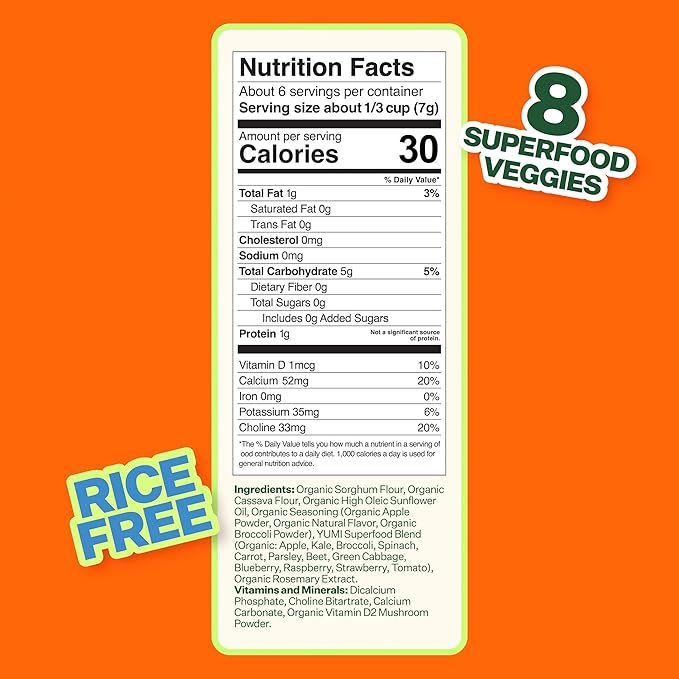 YUMI Rice-Free Baby Puffs - No Sugar Added, Gluten-Free, Non-GMO Organic Baby Snacks Puffs, School Safe for Daycare and Lunchboxes - Alternative to Baby Teething Snacks, Apple & Broccoli (6ct.)