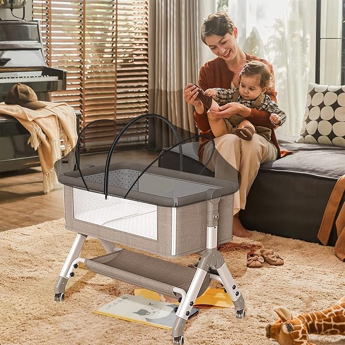 DUOMI Bassinet Cover with Two-Way Zipper,Portable Bassinet Mosquito Net Cover for Cats to Keep Pets Out(Black)