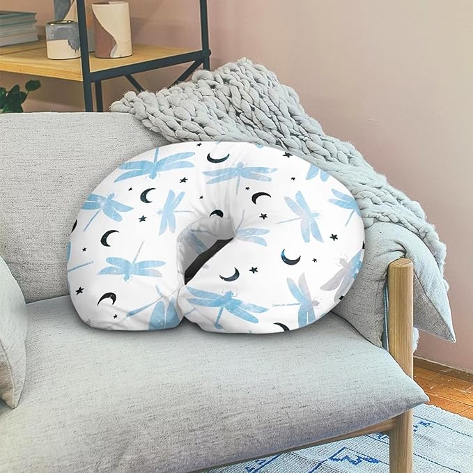 Blue Dragonfly and Moon Nursing Pillow Cover Stretchy Removable Nursing Covers for Breastfeeding Pillows Ultra Soft Newborn Feeding Pillow Cover Baby Essentials
