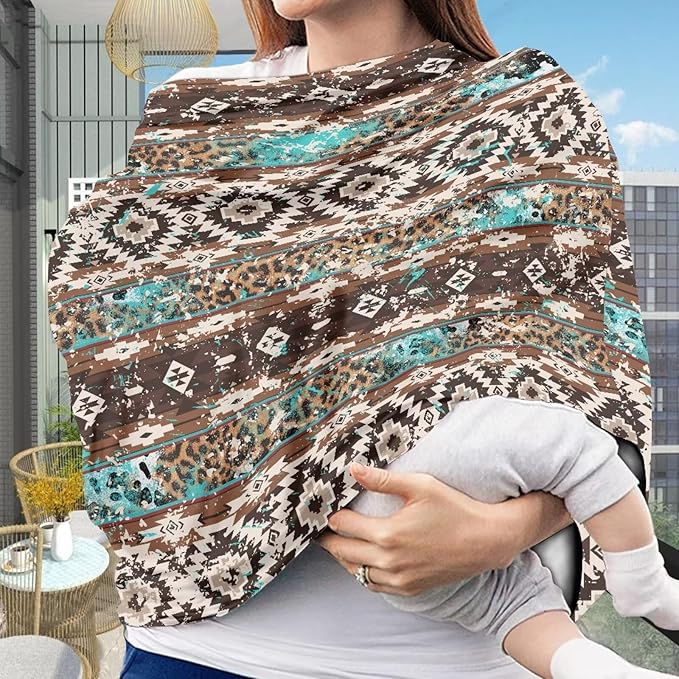 Belidome Western Baby Stuff Tribal Nursing Cover Up for Breastfeeding Breathable Nursing Cover Infants Stroller Canopy Comfy Stretchy
