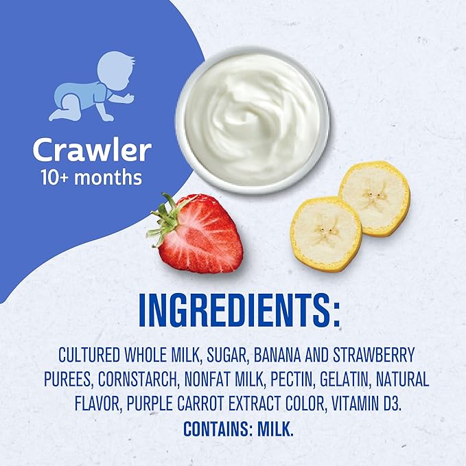Gerber Stage 3 Baby Food, Strawberry Banana Yogurt Puree Tubs, Baby Puree, 2 Count 4oz (Pack of 8)