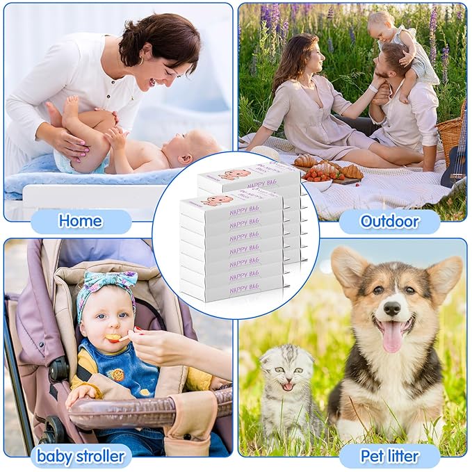 Tenceur 1800 Pcs Baby Disposable Diaper Bags Bulk, Scented Diaper Sacks with Easy Tie Handle Disposal Trash Bag Baby Poop Sacks Pet Waste Bag Refill for Travel