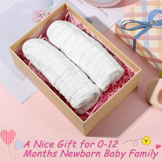 Tatuo 10 Pcs White Muslin Baby Bibs Bulk Adjustable Drool Bandana for Newborn Baby Boy Girl Cotton Soft Absorbent Bandana Bibs for Drooling and Teething Machine Washable