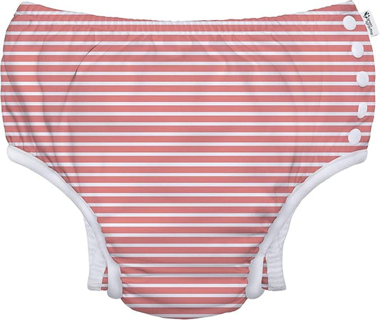 green sprouts Baby Toddler Eco Snap Swim Diaper - Coral Stripes - 4T