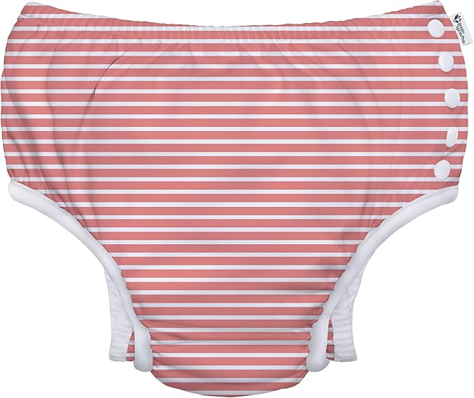 green sprouts Baby Toddler Eco Snap Swim Diaper - Coral Stripes - 6mo