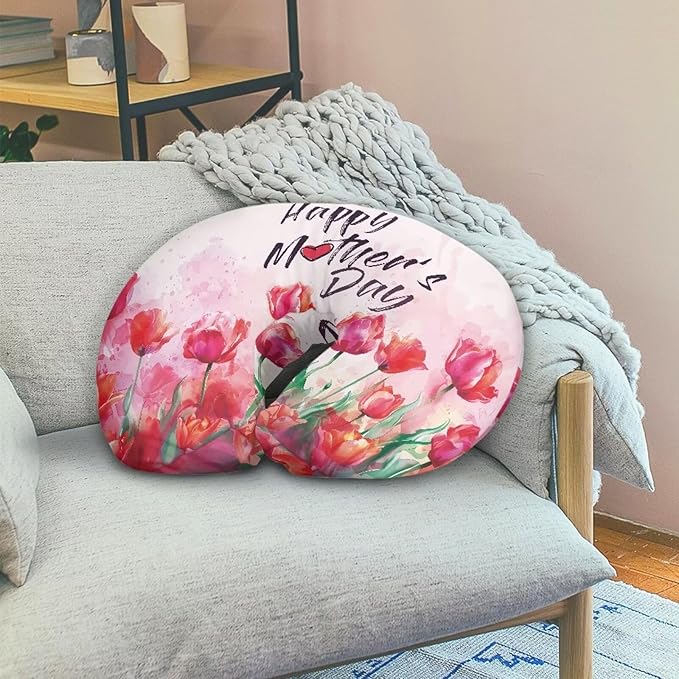 Tulips Floral Breastfeeding Pillow Slipcover Easy to Put On & Take Off Soft Newborn Nursing Pillow Case Fit Most Standard Feeding Support Pillows for Mother's Day Gift