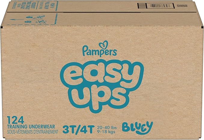 Pampers Training Pants - Easy Ups Boys & Girls Bluey - Size 3T-4T, 124 Count, Children's Potty Underwear (Packaging May Vary)