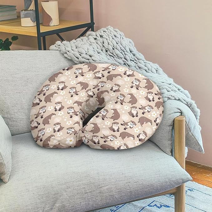 Otter Flowers Breastfeeding Support Pillowcase for Newborn Babies Washable Comfortable Bottle and Breastfeeding Removable Nursing Pillow Cover for Boys Girls