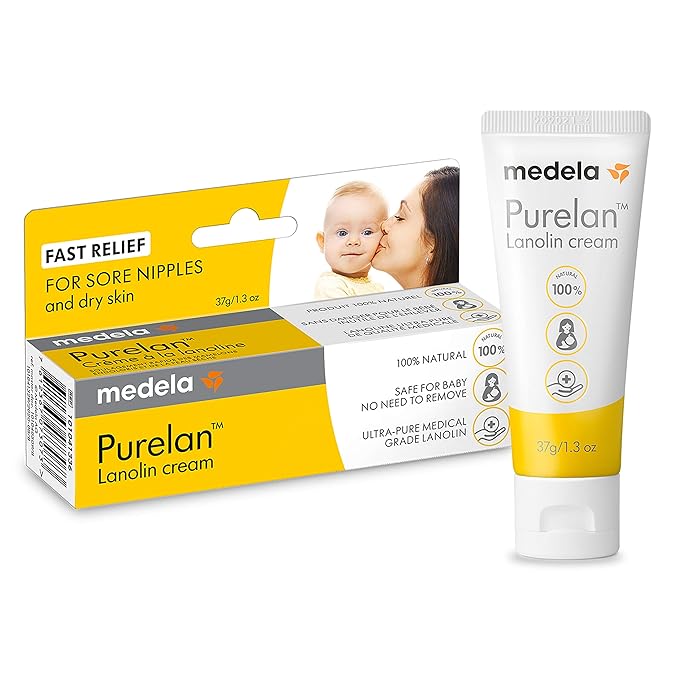 Medela 120 Count Ultra-Breathable Nursing Pads and Purelan Lanolin Nipple Cream Breastfeeding Bundle