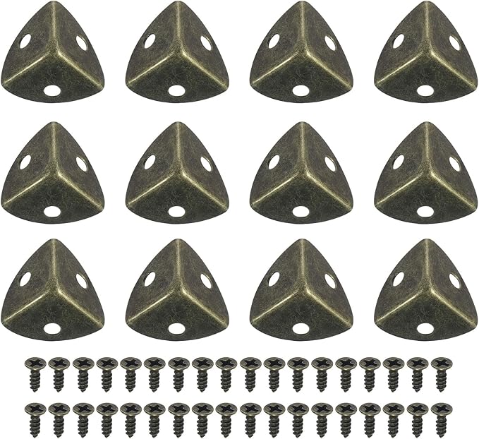 uxcell 24 Pcs Metal Box Corner Protectors 1.18"x0.79" Table Corner Guards Decorative with Mounting Screws for Storage Box Cabinets Wooden Chest, Bronze