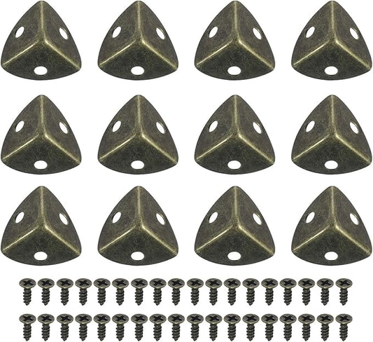 uxcell 24 Pcs Metal Box Corner Protectors 1.18"x0.79" Table Corner Guards Decorative with Mounting Screws for Storage Box Cabinets Wooden Chest, Bronze