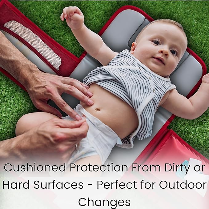 Portable Diaper Changing Pad - Compact Foldable Waterproof Travel Baby Changing Mat, Lightweight On-the-Go Diaper Clutch with Built-in Cushion & Wipe-Clean Surface