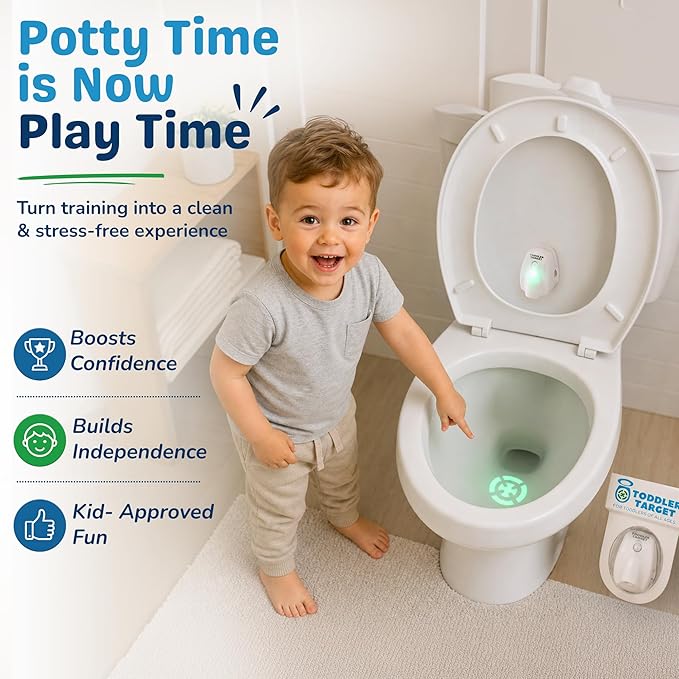 Adjustable Potty Toilet Target with Motion Sensor, Bullseye Illumination, and Nightlight, Precision Training - Ideal for Boys' Potty Training (2 Packs)