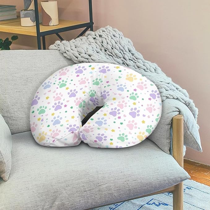 Colored Paw Nursing Pillow Cover Stretchy Removable Nursing Covers for Breastfeeding Pillows Ultra Soft Newborn Feeding Pillow Cover Baby Essentials