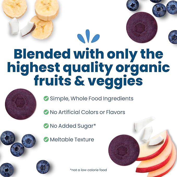 Amara Organic Fruit Bites Blueberry - No Artificial Colors/Dyes, No Added Sugar, Dairy-Free Fruit Snacks, Made with Organic Whole Foods, Healthy Fruit Snacks for Kids - 6 Pack