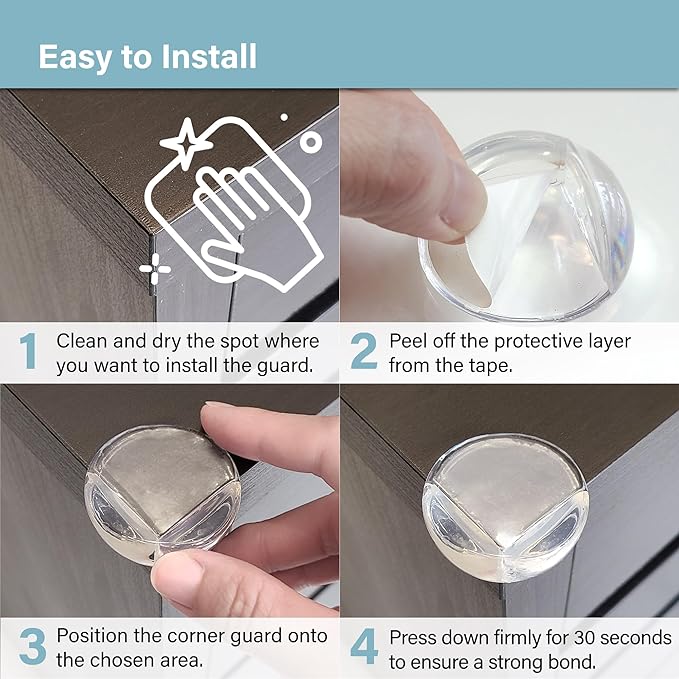 Food-Contact Grade Corner Guards Corner Protectors for Baby, 20 Pack, Clear Furniture & Edge Corner Covers, Adhesive Pre-Taped, BPA-Free, Round Type & L Shape