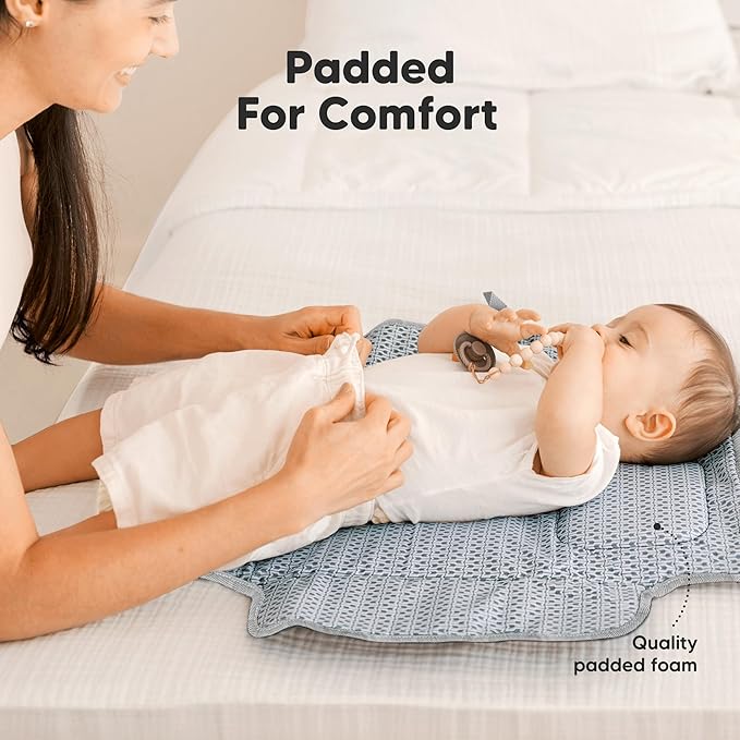 KeaBabies Portable Diaper Changing Pad, Travel, Car - Large Waterproof Baby Changing Mat, Wipeable, Padded, On The Go Travel Diaper Clutch Bag, Easy to Use Pockets for Newborn Essentials (Gray Mod)