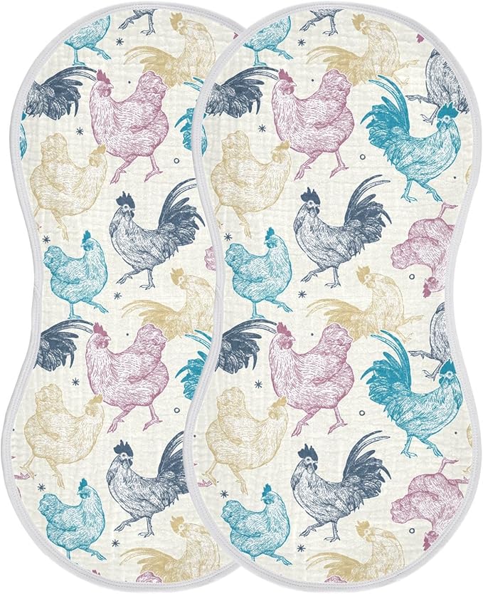 vvfelixl Burp Cloths Chicken Collection for Baby Boy Girls Baby Washcloths Burp Rags 1 Pack Beige