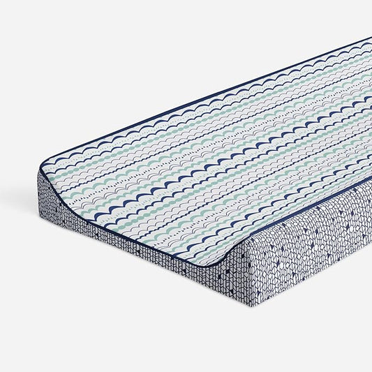 Bacati - Tribal Noah Mint/Navy Quilted Top Changing Pad Cover (Garland Mint/Navy)