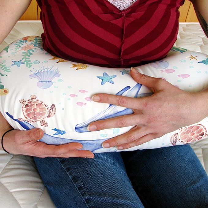 Colorful Ocean Animals Baby Nursing Pillow Covers for Boy Girl Whale Turtle Jellyfish Sea Horse Weeds Nursery Slipcovers for Breastfeeding Pillows Marine Life Soft Stretchy Cover for Newborn Infant