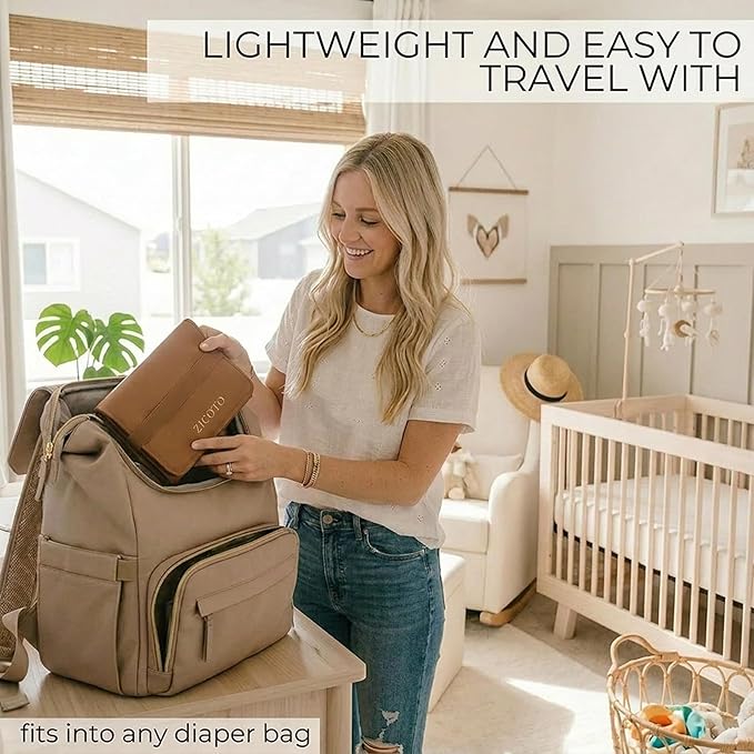 Beautiful Baby Diaper Changing Mat Made of Vegan Leather - Soft and Easy to Wipe Changing Pad for Travel or at Home Use - Lightweight and Foldable Mat that Perfectly Fits Into Any Diaper Bag