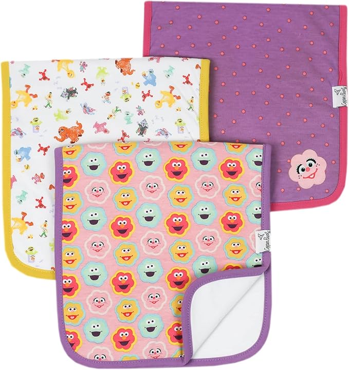 Copper Pearl Premium Baby Burp Cloths - 3-Pack Large Cotton Burp Cloths, Extra Soft Spit Up Rags with 3 Absorbent Layers, Perfect for Baby Boy and Baby Girl Gifts (21" x 10" Size, Abby and Pals Set)