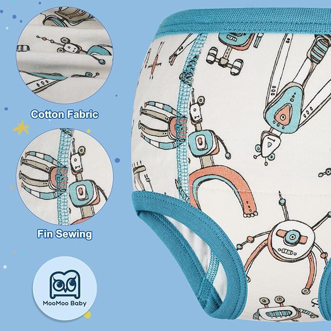 MooMoo Baby Absorbent Potty Training Underwear 4 Packs Cotton Training Pants for Boys 5T