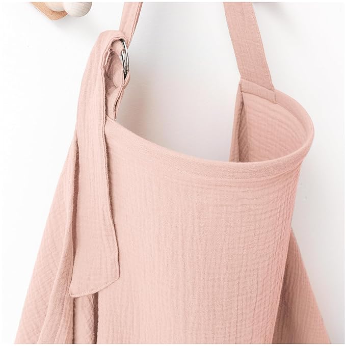 MairMore Muslin Nursing Covers for Breastfeeding, Privacy Breast Feeding Cover with Arch Neckline for Mom and Baby, Breathable 100% Cotton Nursing Apron Multi-use Stroller Cover
