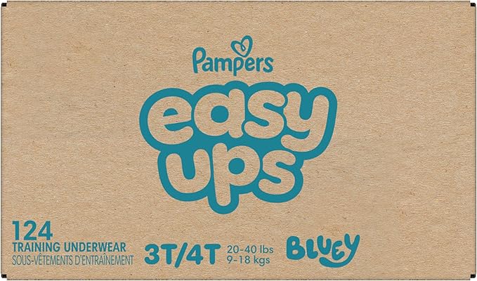 Pampers Training Pants - Easy Ups Boys & Girls Bluey - Size 3T-4T, 124 Count, Children's Potty Underwear (Packaging May Vary)