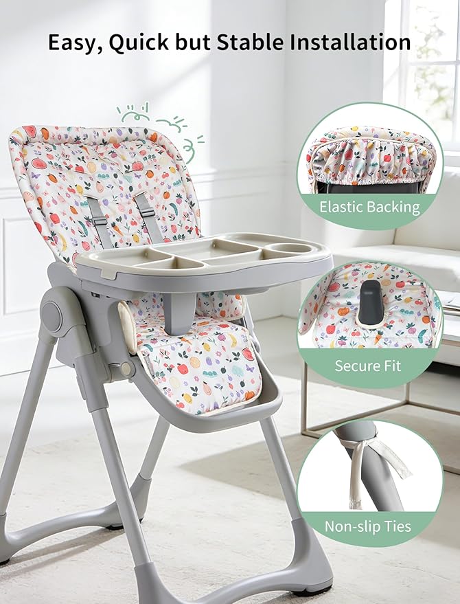 Baby High Chair Cover, Machine Washable High Chair Cushion Pad, Waterproof & Soft, Fits 3-5 Point Harness Chairs, High Chair Replacement Cover for Home & Restaurant Use Oatmeal