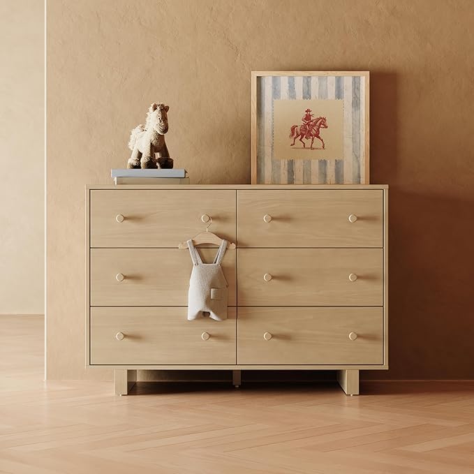 Storkcraft Texas 6 Drawer Dresser (Driftwood) – GREENGUARD Gold Certified Baby Dresser, Interlocking Drawer System for Nursery & Kids’ Bedroom, Brown Chest for Kids Bedroom, Nursery Storage