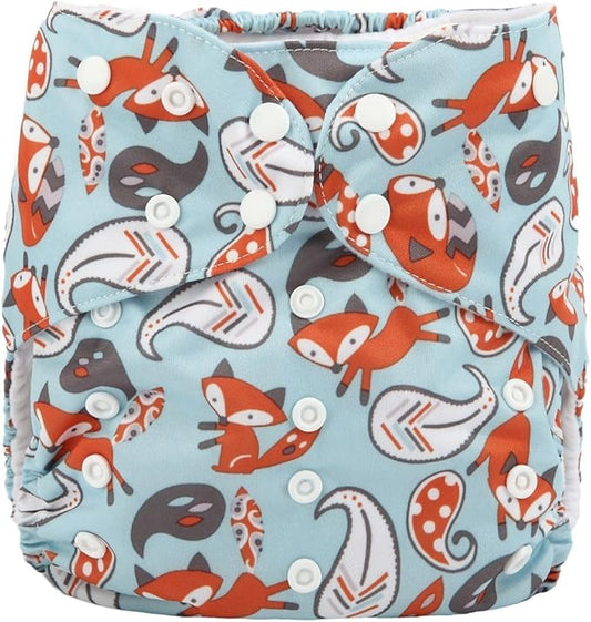 2 to 7 Years Old Junior Big Cloth Diaper Nappy Pocket Reusable Washable Baby Kids Toddler (Paisley Fox)