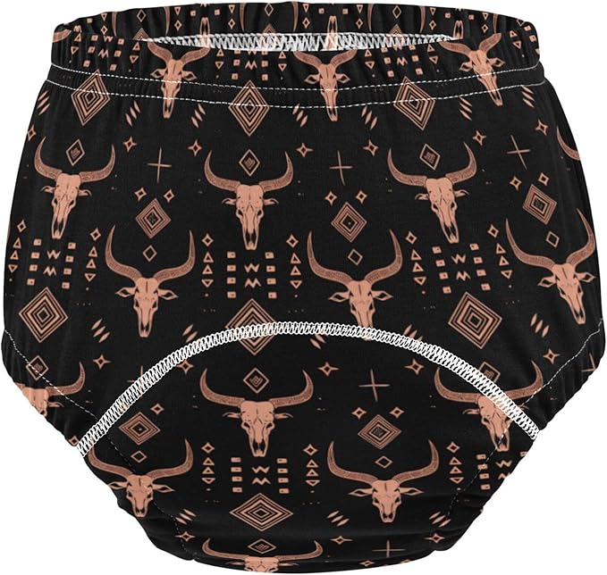 Baby Girls Training Potty Underwear Absorb Water Sleep Boxer Briefs Underwear for Kids 2T Rose Gold Line Art African Tribal Motifs and Water Buffalo Skulls