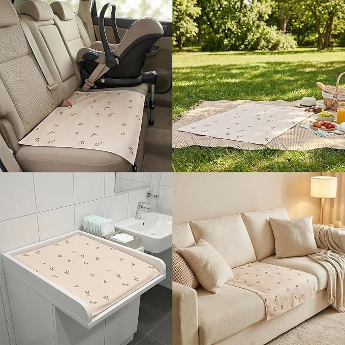 Vegan Leather Baby Changing Mat - Wipeable Portable Changing Pad, Foldable Travel Changing Mat for Baby, Newborns Toddlers Shower Gifts (Branch,20"*28")