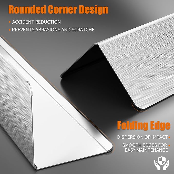 304 Stainless Steel Wall Corner Guards (10, Silver, 0.5x0.5x96) No adhesivey
