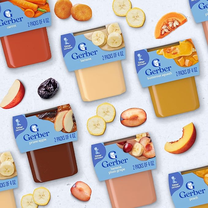 Gerber Stage 2 Baby Food, Carrot Puree Tubs, No Added Salt, No Artificial Colors or Flavors, Baby Puree, 16-Pack