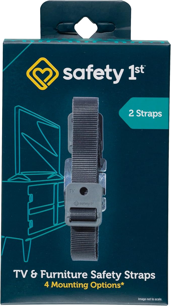 Safety 1st TV & Furniture Safety Straps, Black, 2‑Pack, Screws Included