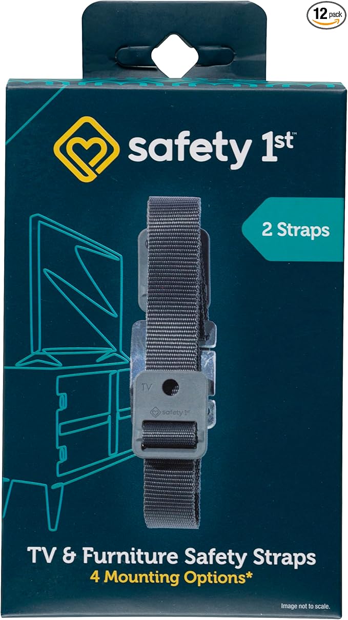 Safety 1st TV & Furniture Safety Straps, Black, 2‑Pack, Screws Included (Pack of 12)
